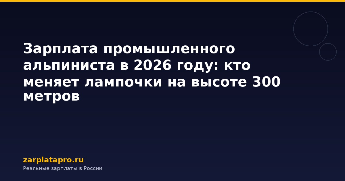 Зарплата промышленного альпиниста в 2026 году: кто меняет лампочки на высоте 300 метров