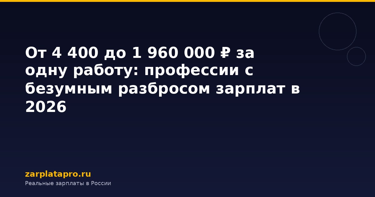 От 4 400 до 1 960 000 ₽ за одну работу: профессии с безумным разбросом зарплат в 2026